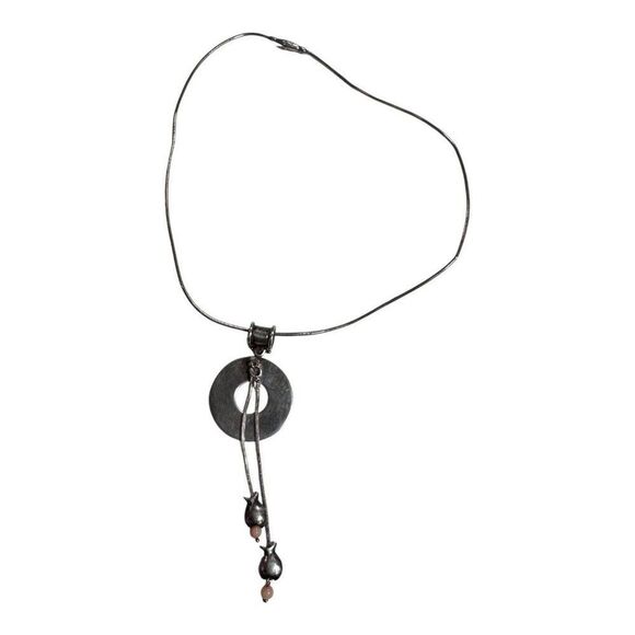 Vintage Sterling Silver Pisces Pendant Necklace Fish Charms Signed 16" Chain - Picture 7 of 9